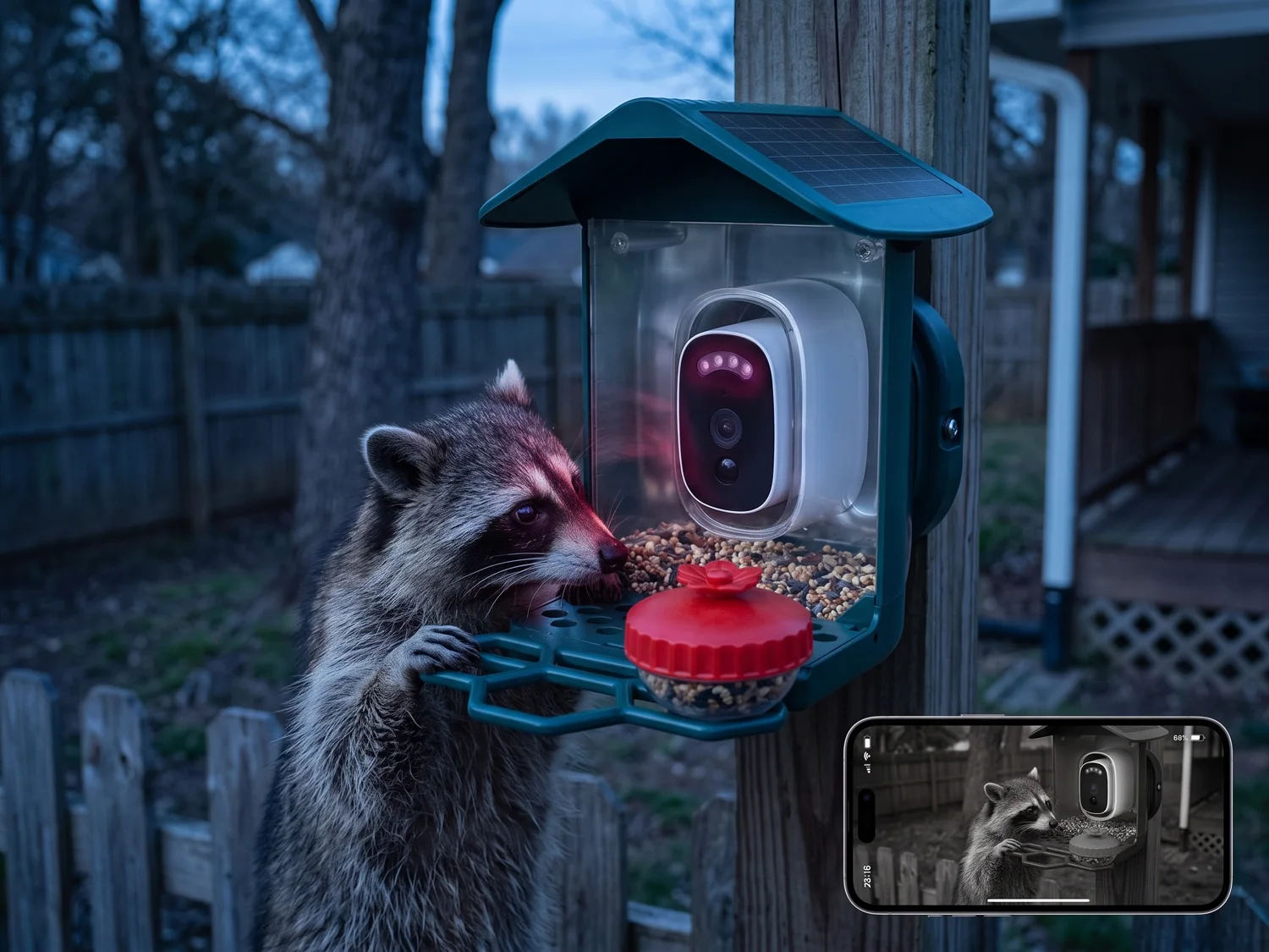 Night vision clip of a raccoon at the feeder