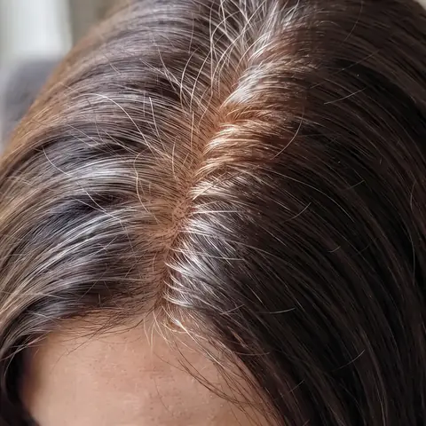 The same part after one application, darker but still a few light strands